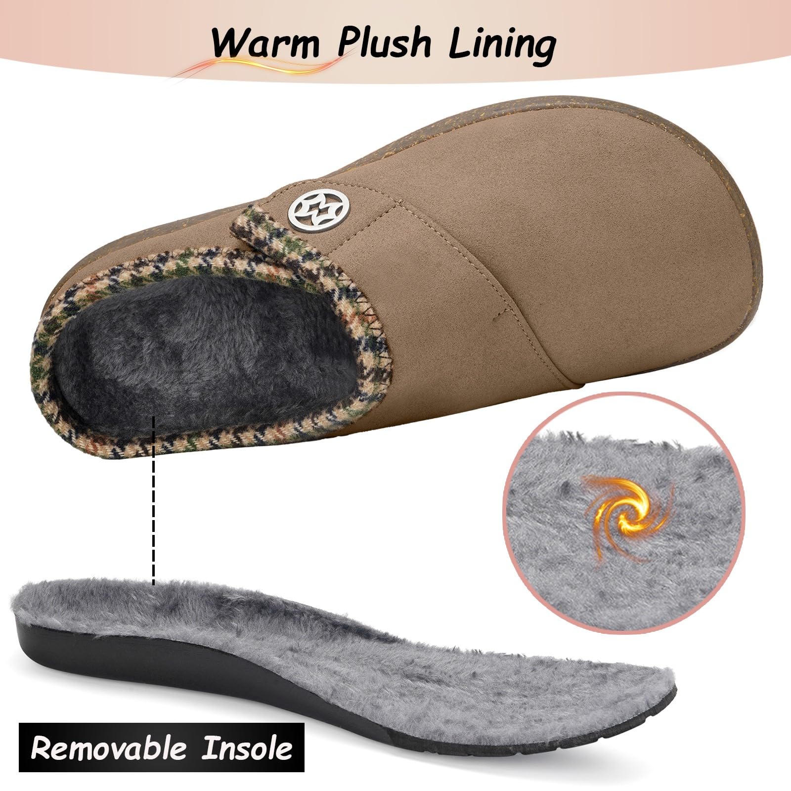 Intini Zoccoli Donna Pantofole per casa Invernali Calde Ciabatte Uomo Sabot Imbottiti Scarpe da Giardino Pantofola Inverno Antiscivolo 36-46EU