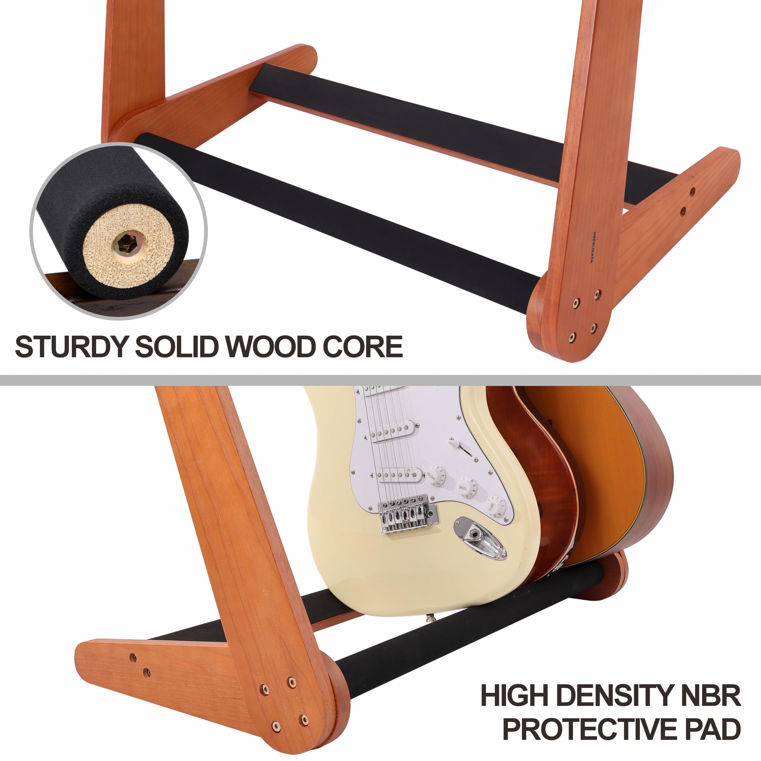 Nefelibata Soporte multiusos para guitarra, 5 soportes de madera para guitarras y estuches, guitarras eléctricas, acústicas, bajos, violonchelos, ceniza alemana (marrón amarillento)