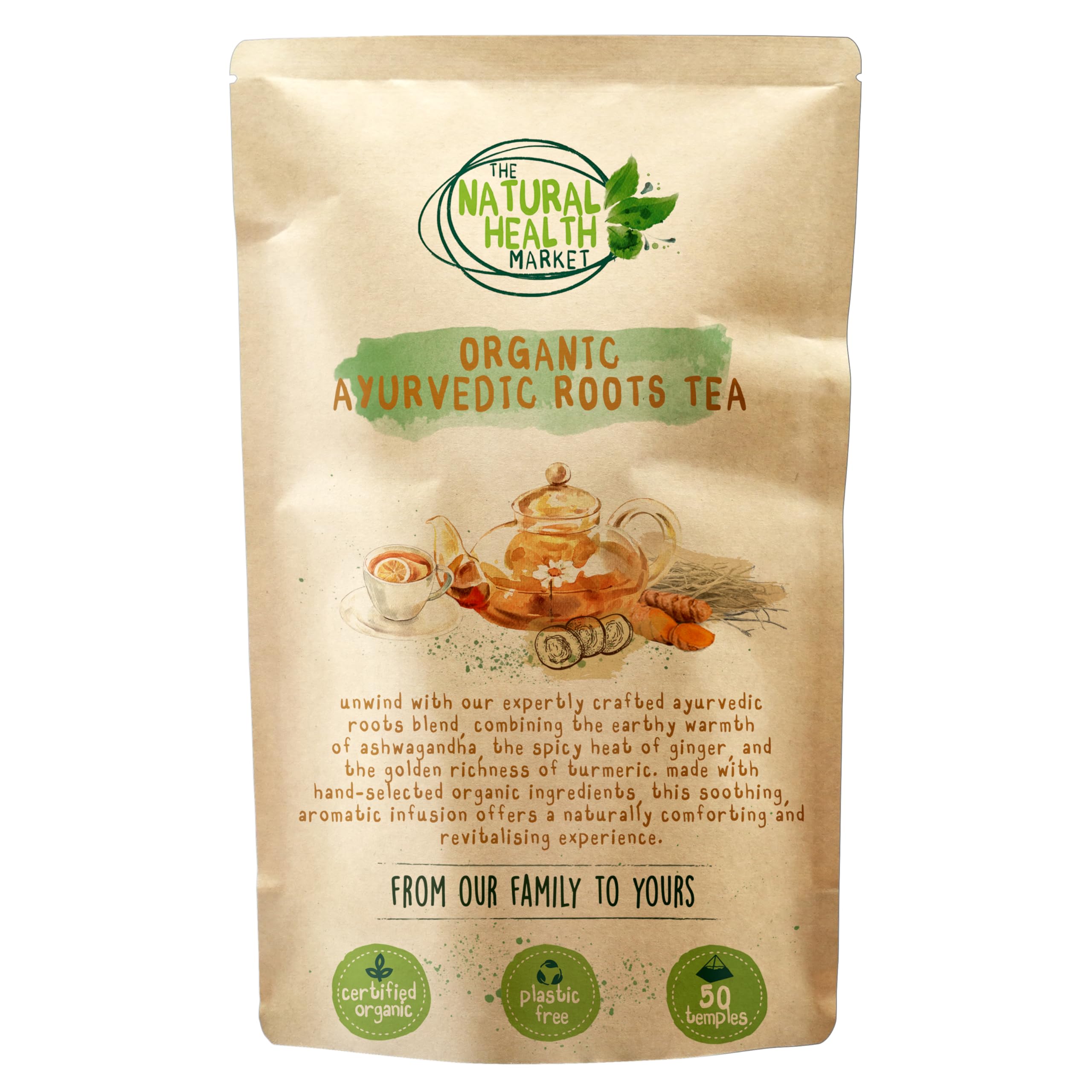 Organic Ginger Tea Bags – Strong Pure Ginger Root Herbal Tea – Plastic-Free & Caffeine-Free – Soil Association Organic – 50 Compostable Tea Bags – The Natural Health Market — view 9