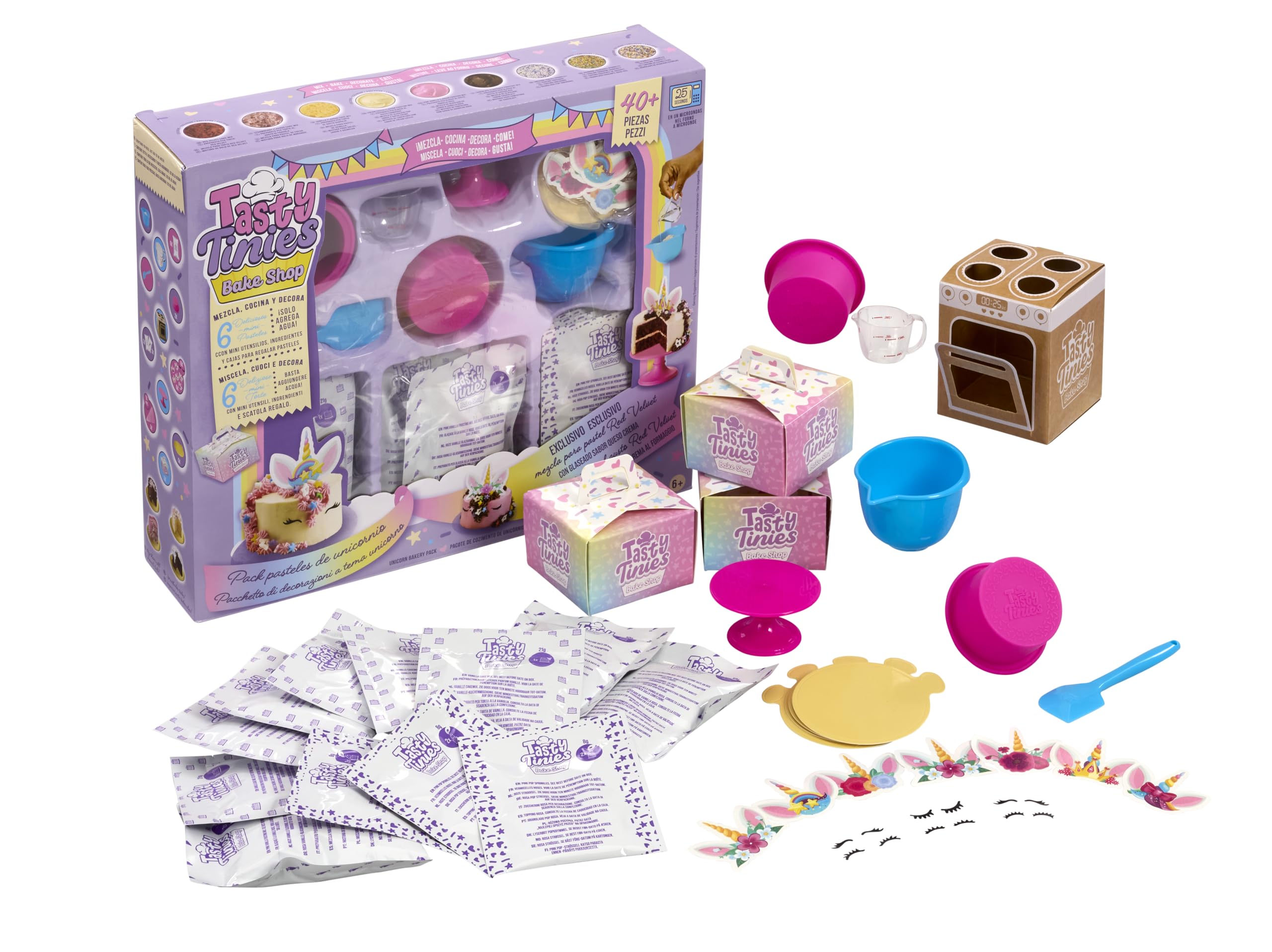 Unicorn Birthday Cake DIY Baking Kit for Kids Ages 6+ - 6 Cake Mixes, Frosting & Sprinkles Microwave Baking Set