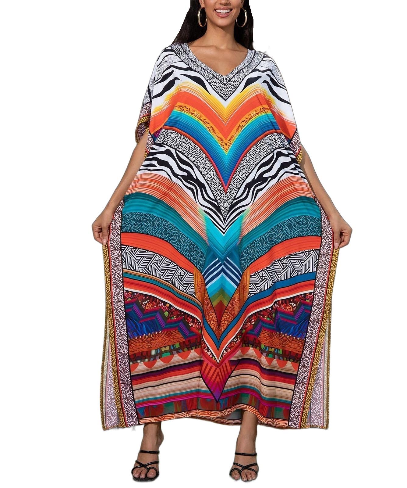 NFVNKJ Women's Plus Size Beach Lounge Kaftan Maxi Dress Swimsuit Coverup for Women