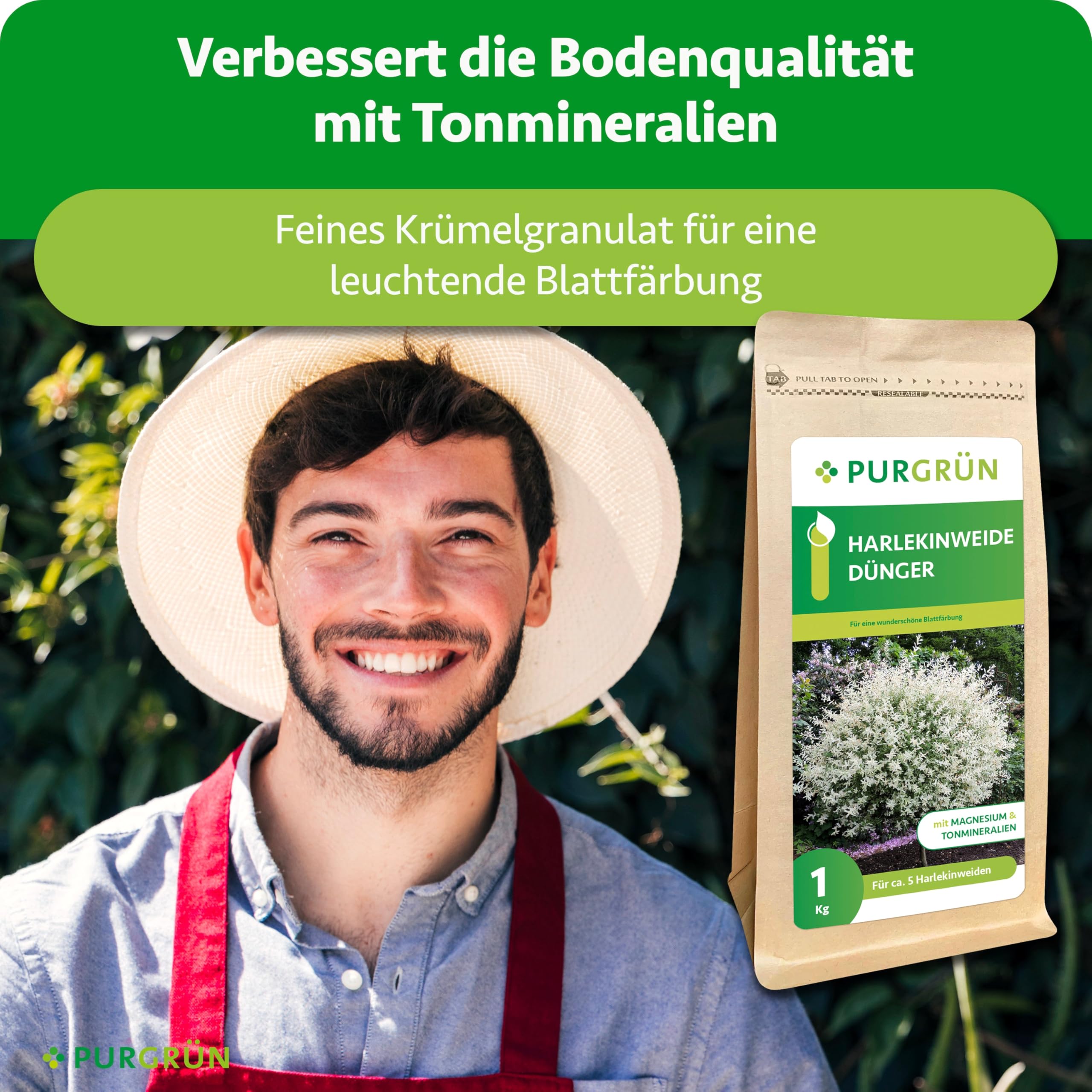 Harlekinweide-Dünger 1 kg – Organisch-mineralische Rezeptur – Feinkörniges Krümelgranulat – NPK 5+4+6 – Extra Magnesium für prächtige Blüten – Verbessert die Bodenqualität