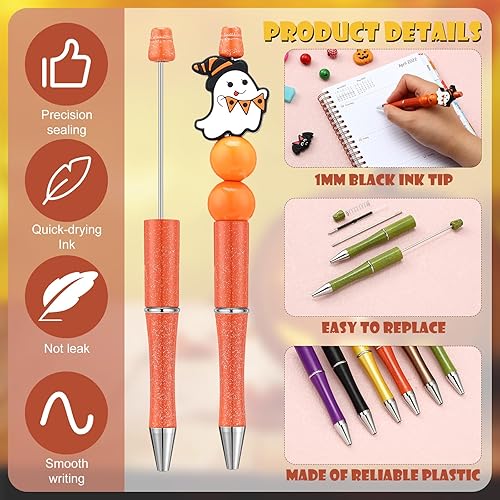 Miniatura 3 de Ctosree Bolígrafos con cuentas, bolígrafos con cuentas, bolígrafo de terror a granel, tinta negra, fantasma, bolígrafo divertido para fiesta