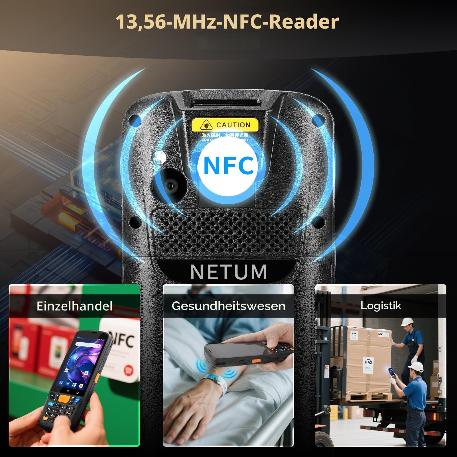 NETUM Q500 Android 11 Hand-Barcode-Scanner 4+64GB Honeywell HS7 1D 2D Barcode-Scan-Engine 10,2 cm Touchscreen IP67 Wi-Fi 4G BT NFC PDA
