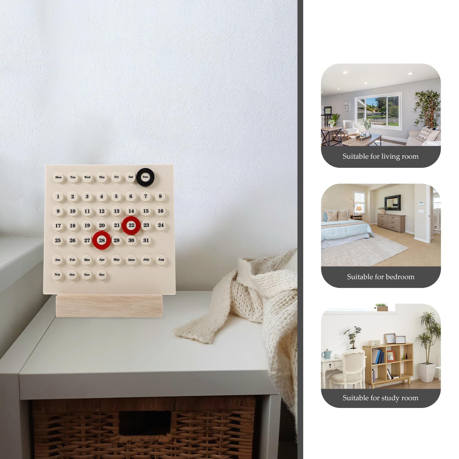 SHINEOFI 5 Stück Standkalender und Kunststoff im Vintage Stil für Zuhause | Beige Farbton, Dekoratives Tischobjekt, Funktionaler Kalender mit Doppelnutzen