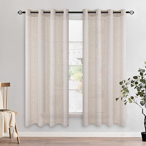 Miniatura 9 de MIULEE Cortinas de lino blanco natural de 72 pulgadas de largo para dormitorio, sala de estar, cortinas de ventana con textura de lino grueso que
