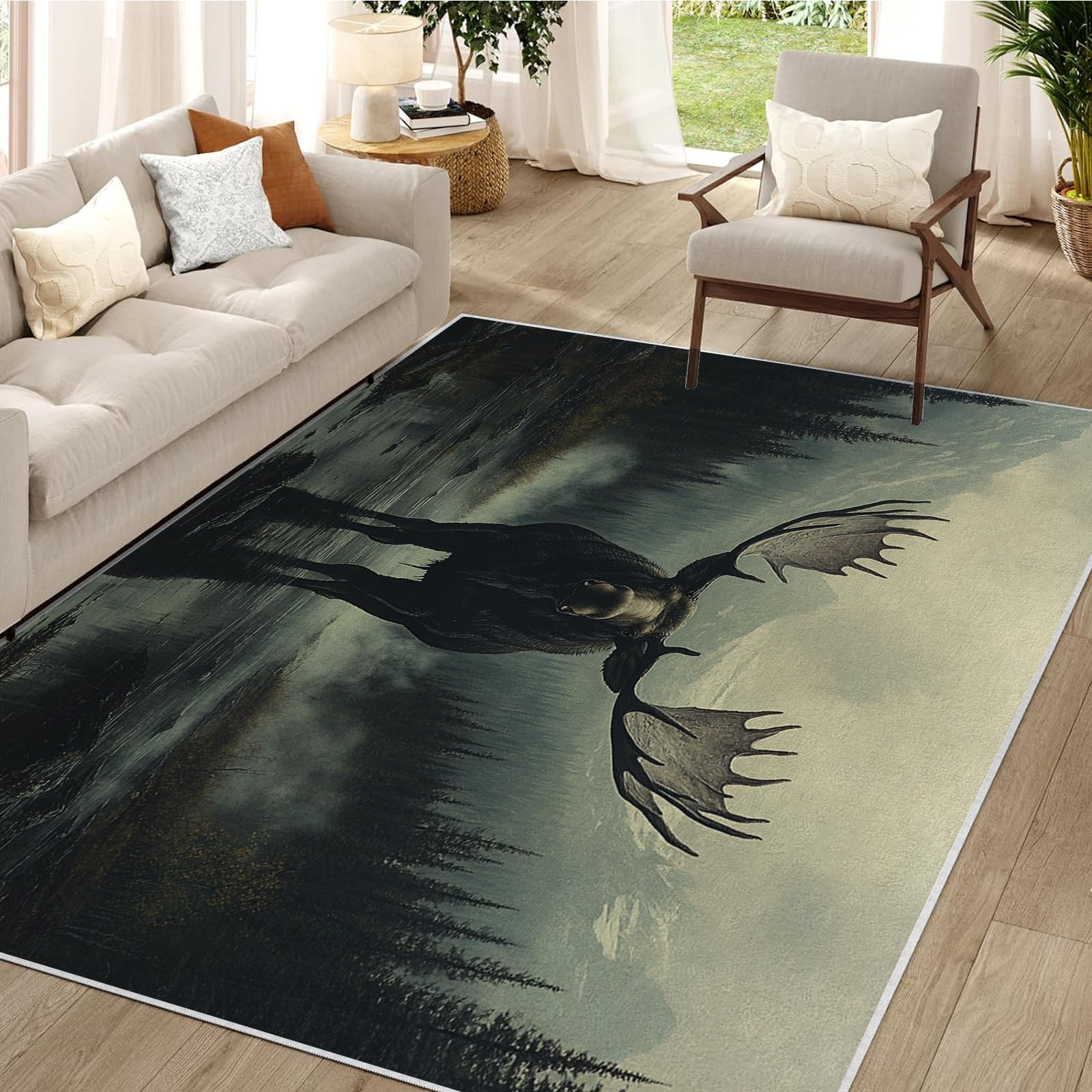 Paillasson absorbant lavable machine tapis de salon mince motif elan