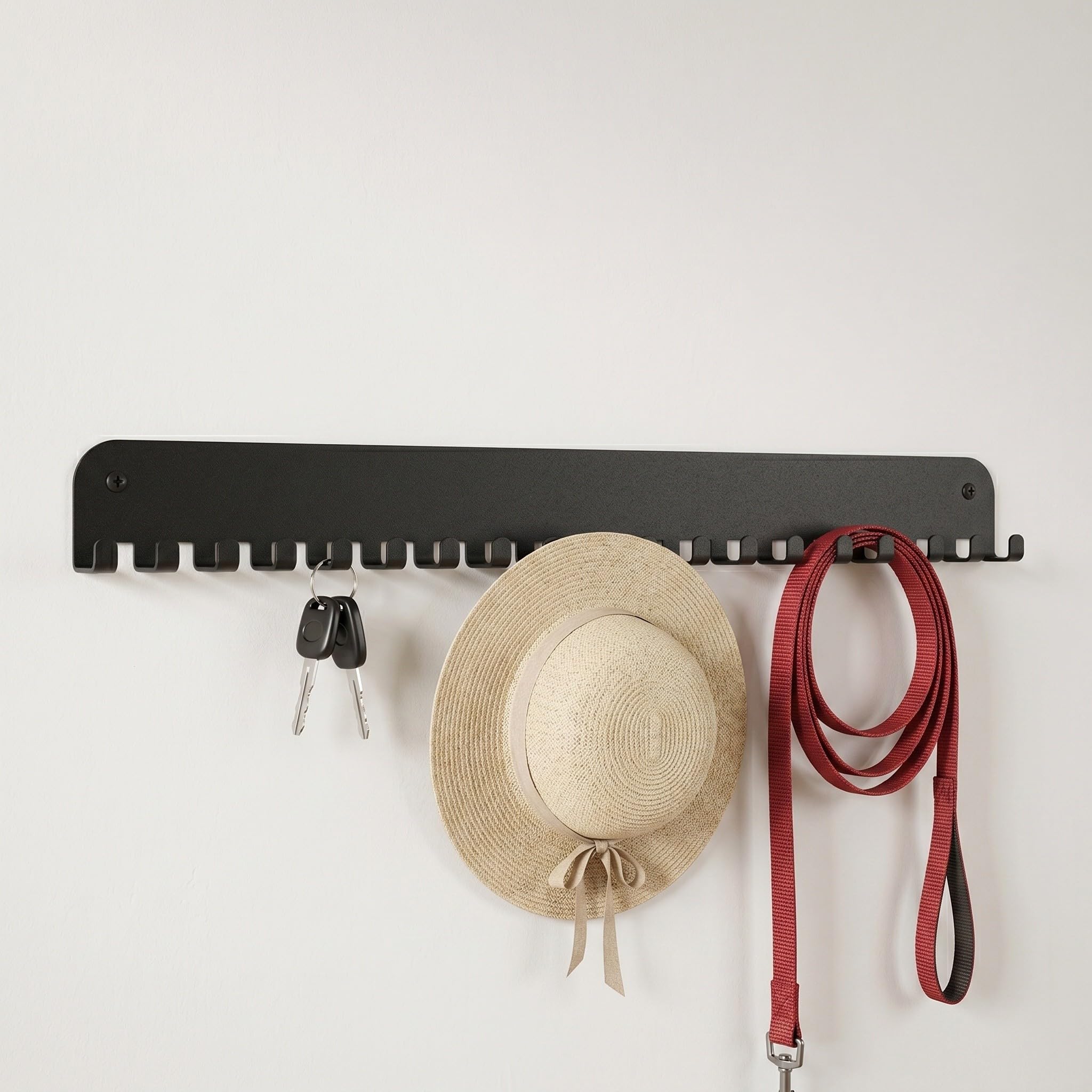 TOYANDONA Gancho de Metal Negro y Fácil Instalación 4 Piezas con 20 Ganchos, Diseño Ahorrador de Espacio para Cocina y Dormitorio