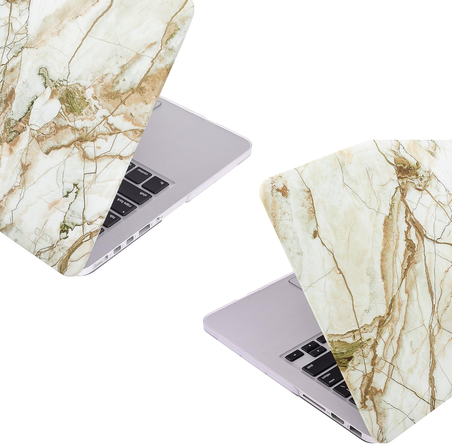 Cosmos ® Rubberized Plastic Hard Shell Cover Case for MacBook Pro 13" with Retina Display (Model No.A1502 / A1425), Light Brown Marble Pattern