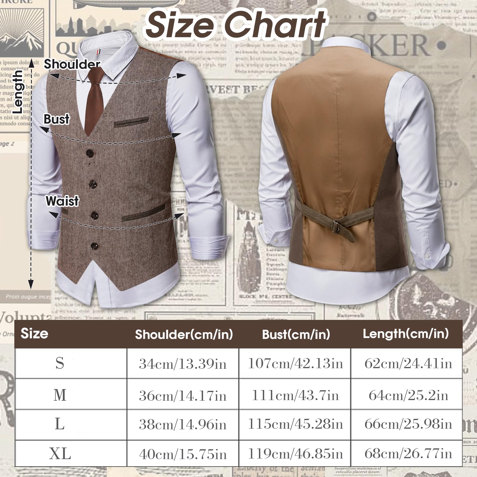 Xerteam Costume des années 20 pour homme, costume des années 20 pour homme, gangster, tenue des années 1920 avec chapeau, gilet marron, cravate, nœud papillon, montre de poche, 6 moustaches
