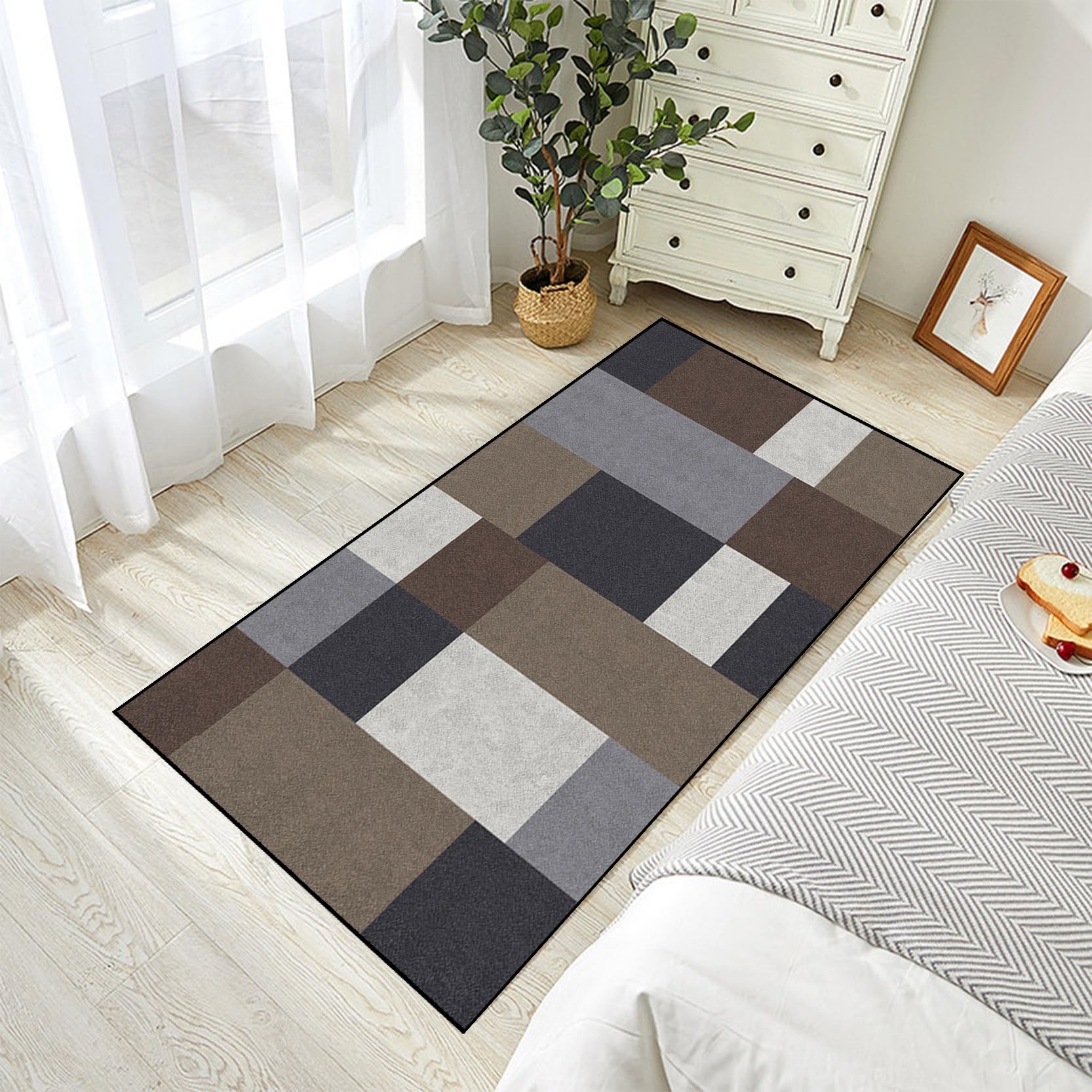 Tapis Salle De Bain 50 x 170 cm Antiderapant Long Tapis de Couloir Résistant et Lavable pour Cuisine, Salle à Manger, Buanderie, D