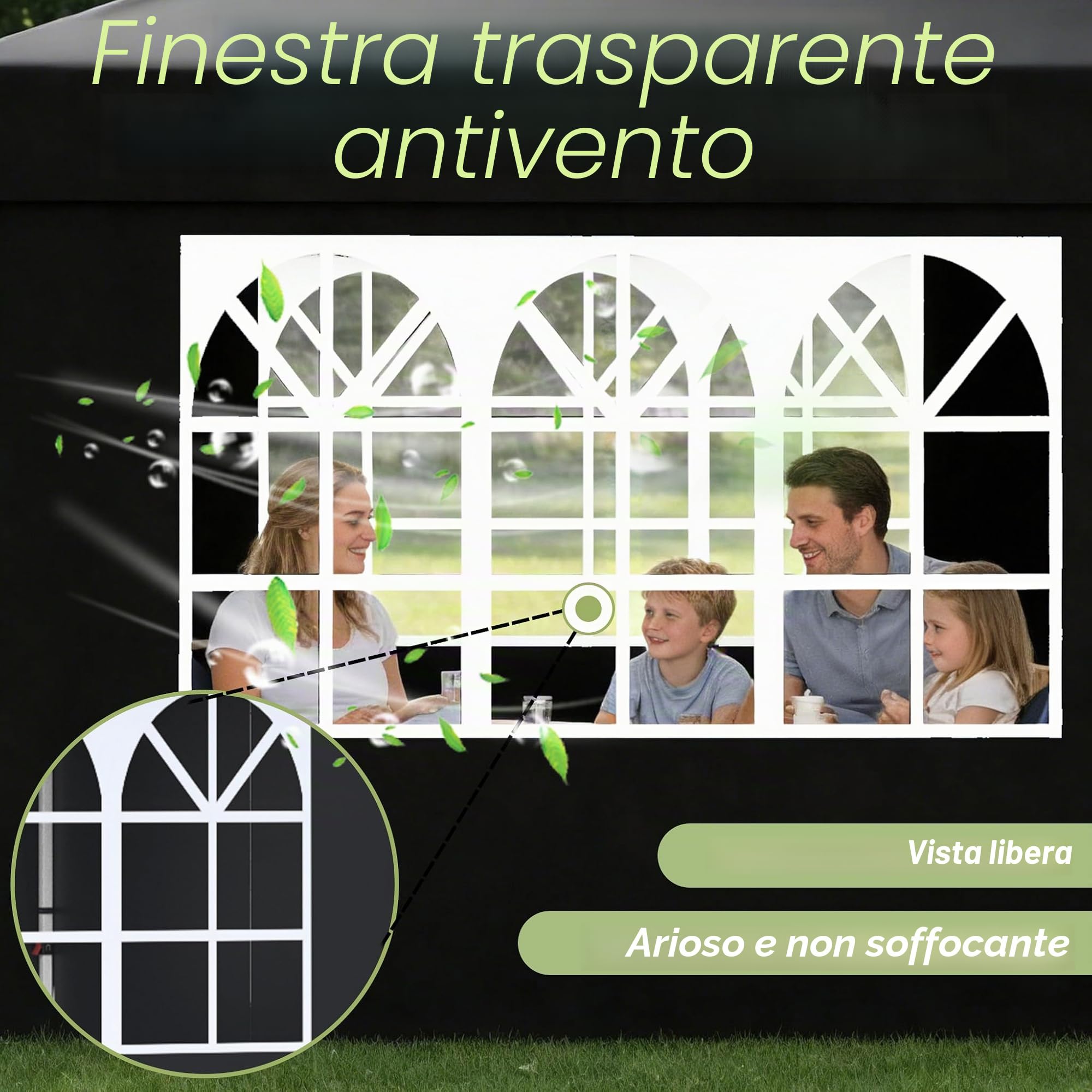 Aufun Gazebo pieghevole, 3 x 6 m, impermeabile, stabile, protezione UV con 6 pareti laterali, altezza regolabile, pop-up, tenda da giardino, gazebo da campeggio, per feste, festival, matrimoni, colore