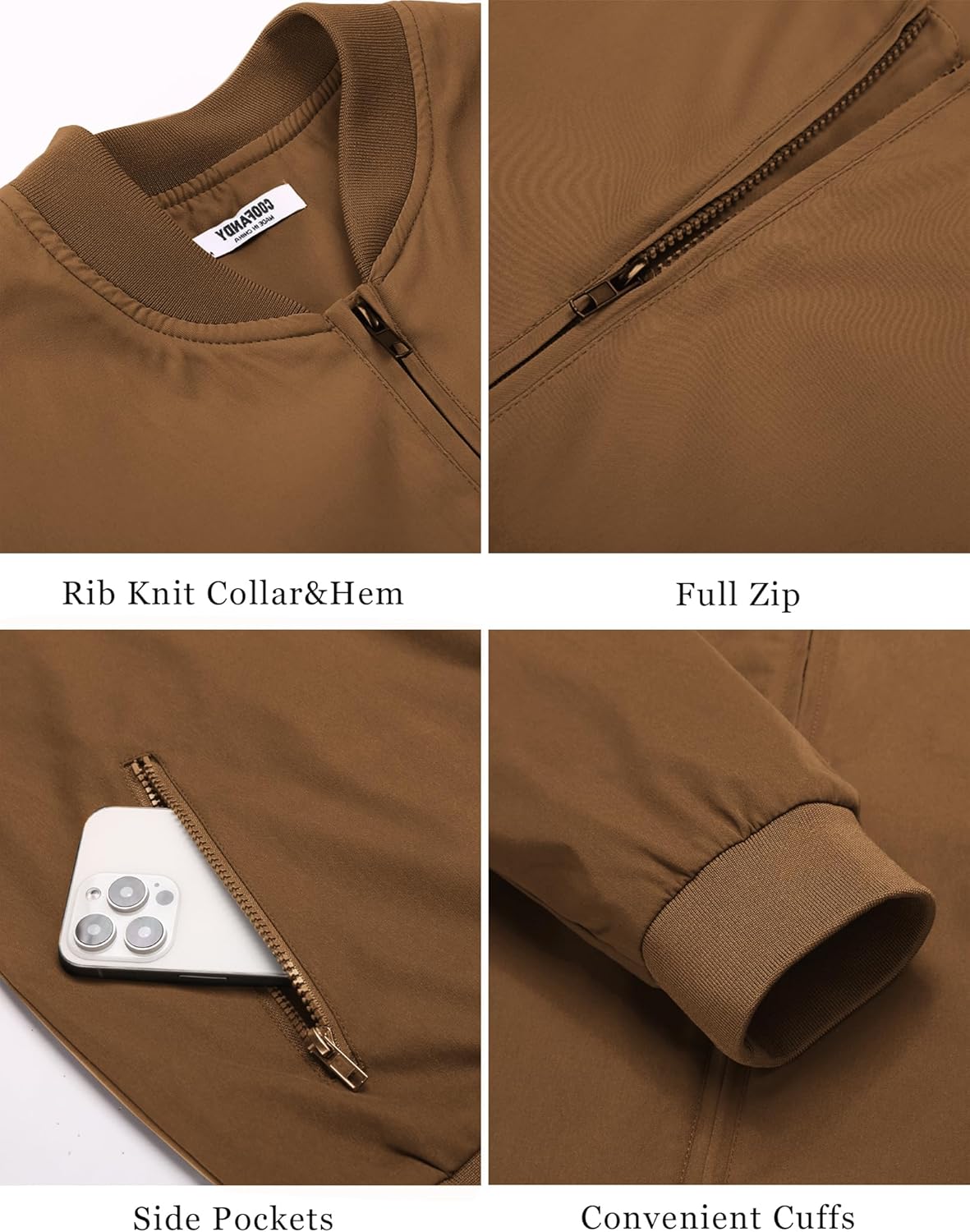 COOFANDY Men's Bomber Jacket Lightweight Casual Stylish Light Flight Jacket Windbreaker Varsity Jackets - Image 4