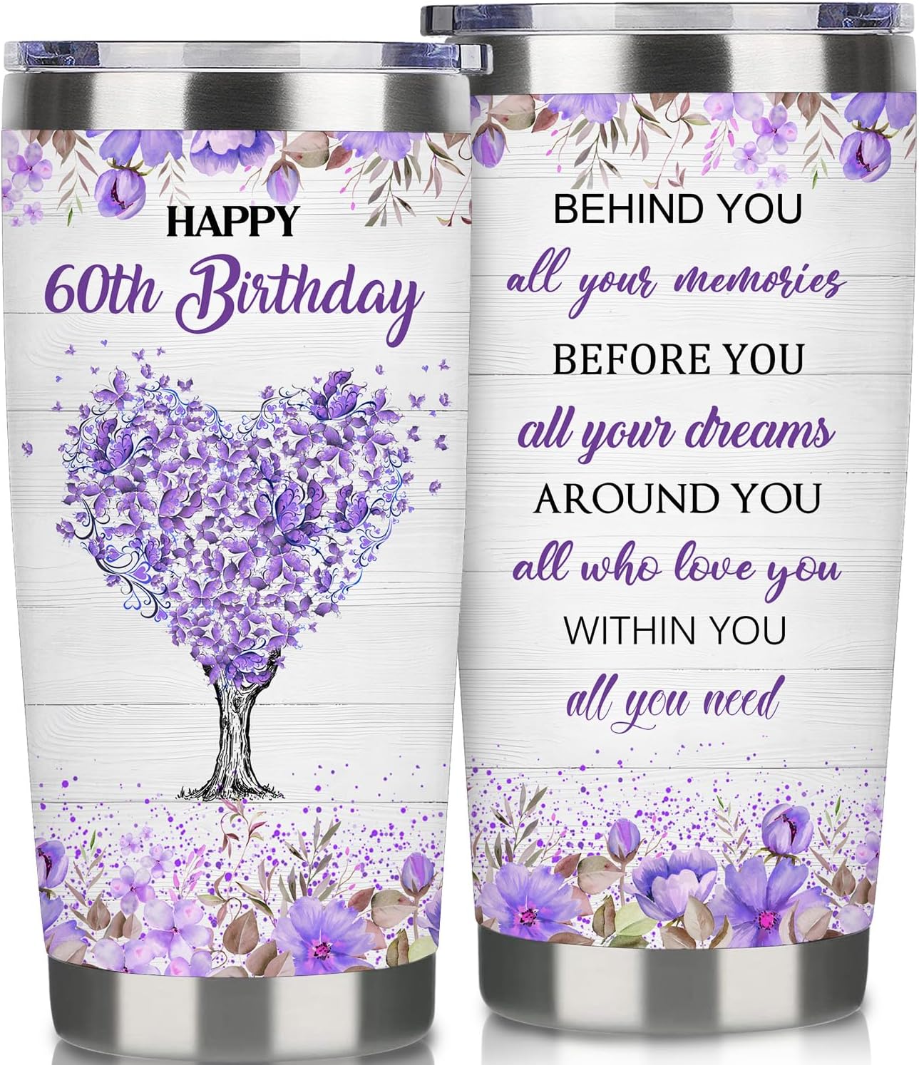 60 Year Old Women Birthday Tumbler 20oz-60 Year Old Girl Gifts Ideas-Double Wall Stainless Steel Vacuum Insulated Coffee Cup