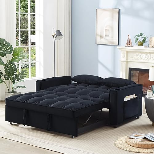 Miniatura 3 de Moderno sofá futón tapizado, convertible a siesta, sofá cama suave y sofá cama para hogar, oficina, apartamento, espacio pequeño, sala de estar,