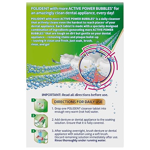 Miniatura 11 de Polident Tabletas limpiadoras antibacterianas para blanquear durante la noche, 90 unidades