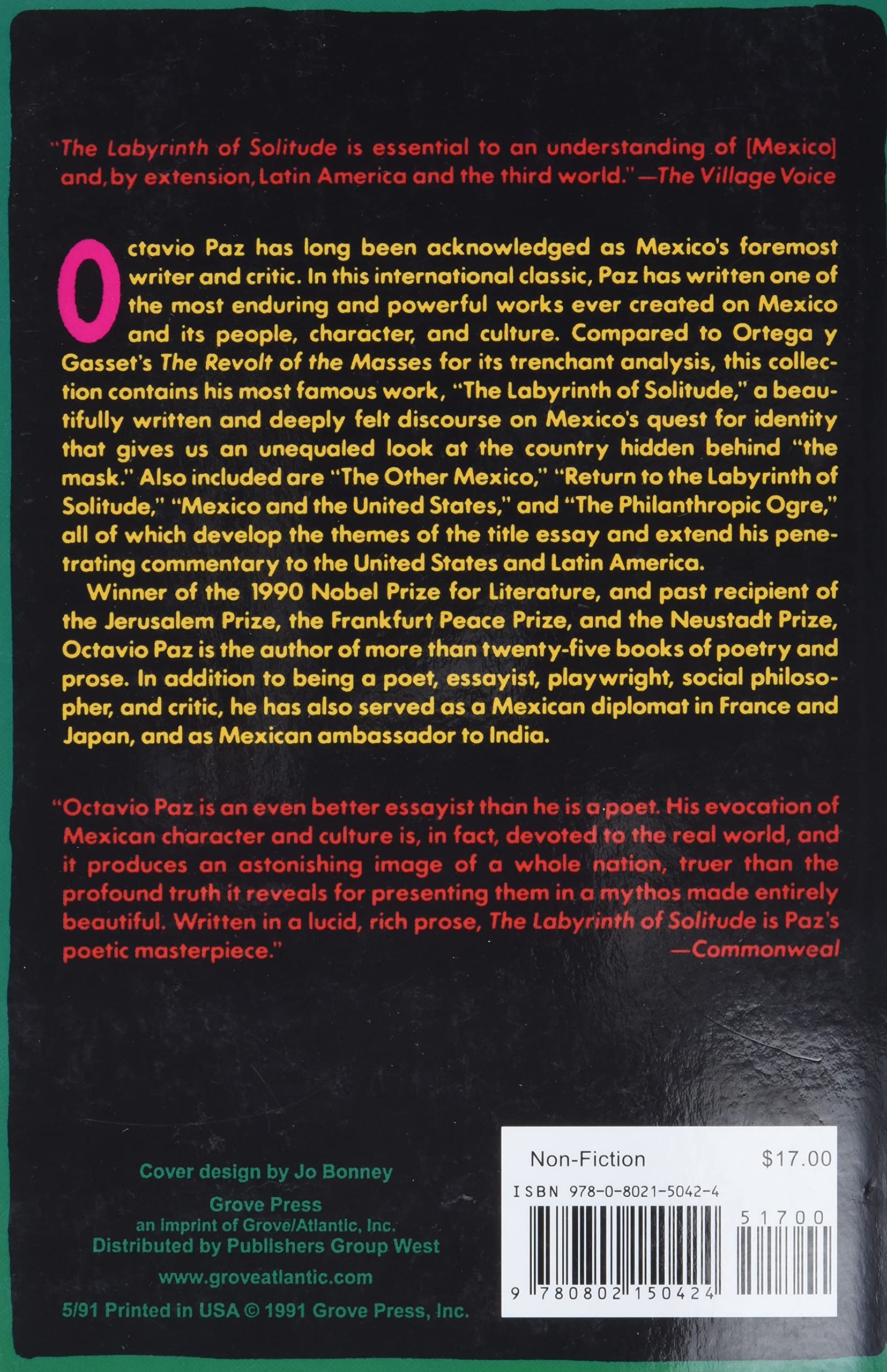 Labyrinth of Solitude: The Other Mexico, Return to the Labyrinth of Solitude, Mexico and the U.S.A., The Philanthropic Ogre (Winner of the Nobel Prize)