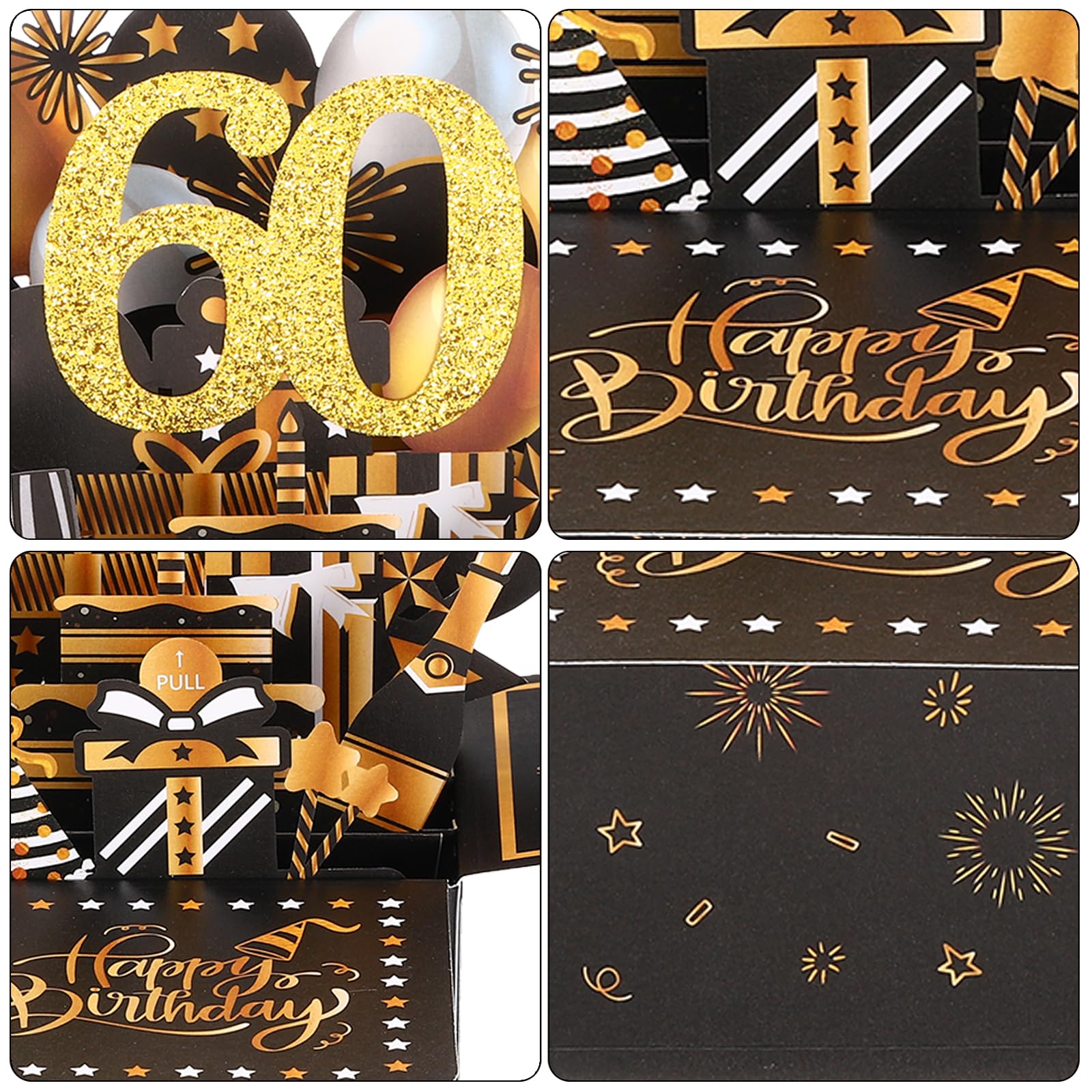 YianHien Biglietto Auguri Compleanno per il 60°, Idee Regalo Oro Rosa Vintage 3D Biglietto Auguri Pop-Up, Regalo di Compleanno Divertente con Candele per la Famiglia, Compagni di Classe e Amici