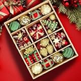 82pcs Christmas Balls Ornaments Set, Delightful Classic Gift Set, Shatterproof Plastic Decor for Xmas Tree Holiday Wedding Party Decorations with Hanging Strings, Gold, Red and Green
