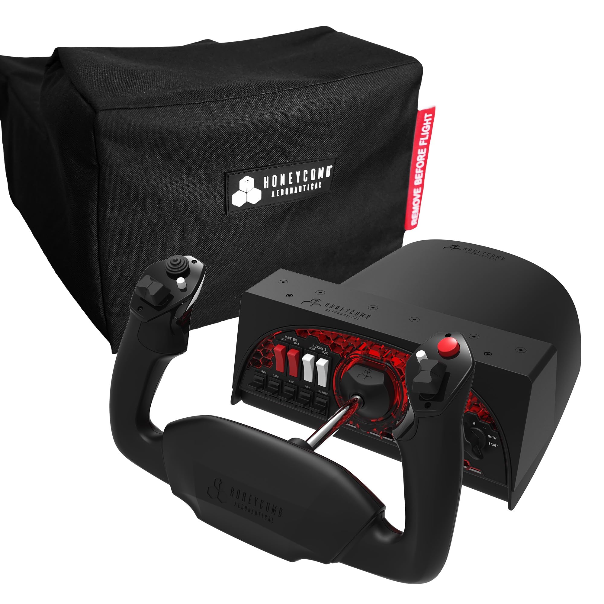 Honeycomb Alpha Captain’s Edition 2025 Flight Simulation Bundle mit Alpha Yoke & Dust Cover Flugsimulator-Zubehör für PC Mac