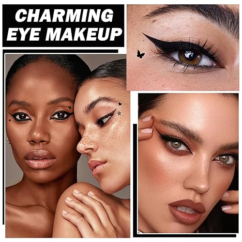 Miniatura 6 de Juego de 5 bolígrafos sello delineadores de ojos líquidos con alas - Lápiz delineador de ojos negro de doble punta - Juego de delineadores de ojos