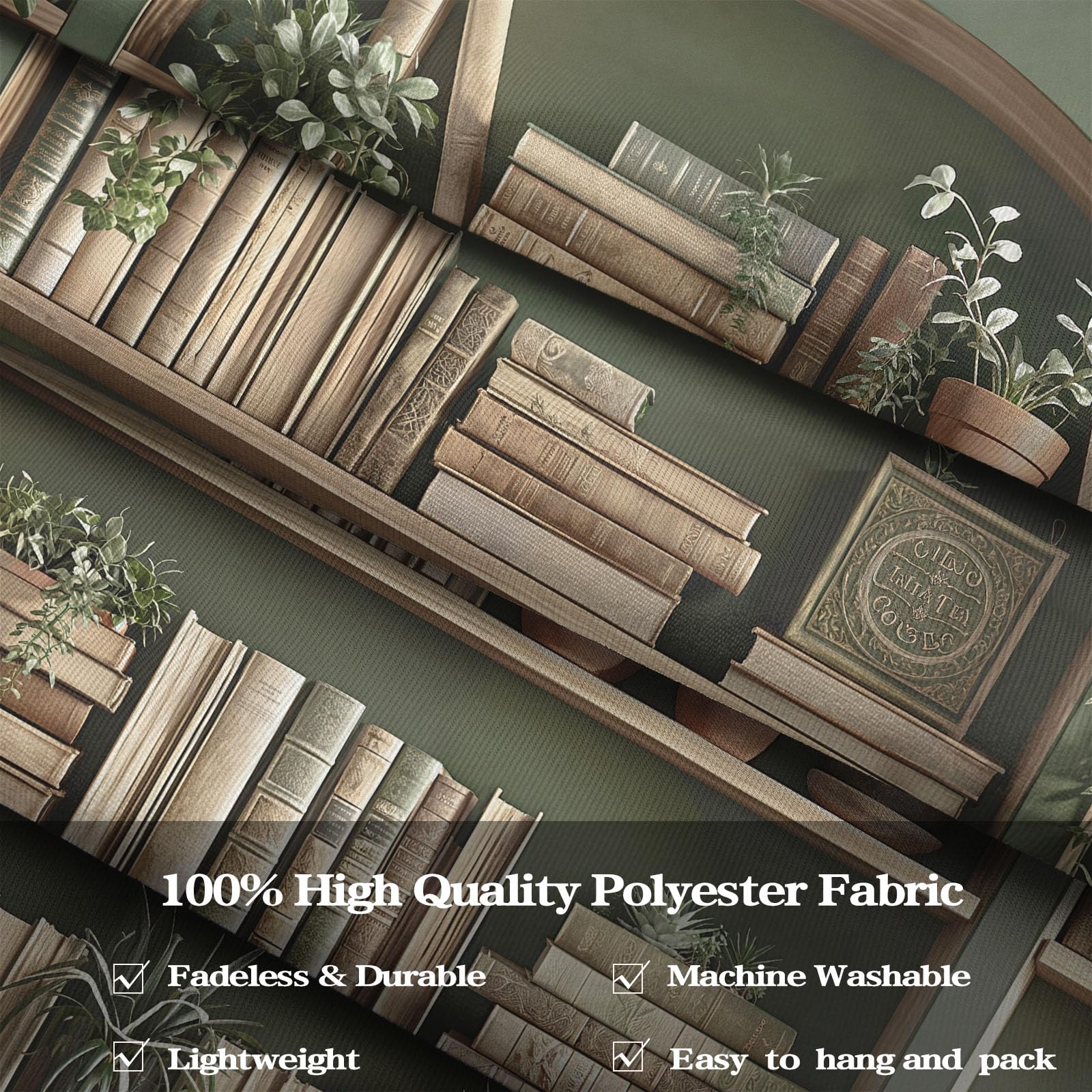 Accnicc Botanical Bookshelf Tapestry Lush Green Plant Book Shelf Tapestries Wall Hanging Art Vintage Retro Potted Plants Academics Library Book Tapestry for Bedroom Living Room Dorm 80 x 60 inch: Sage Green 80"L x 60"W