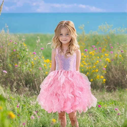 Miniatura 4 de Vestido tutú de lentejuelas para niñas, vestidos de cumpleaños, vestido de fiesta de lentejuelas brillantes, vestido de princesa de tul