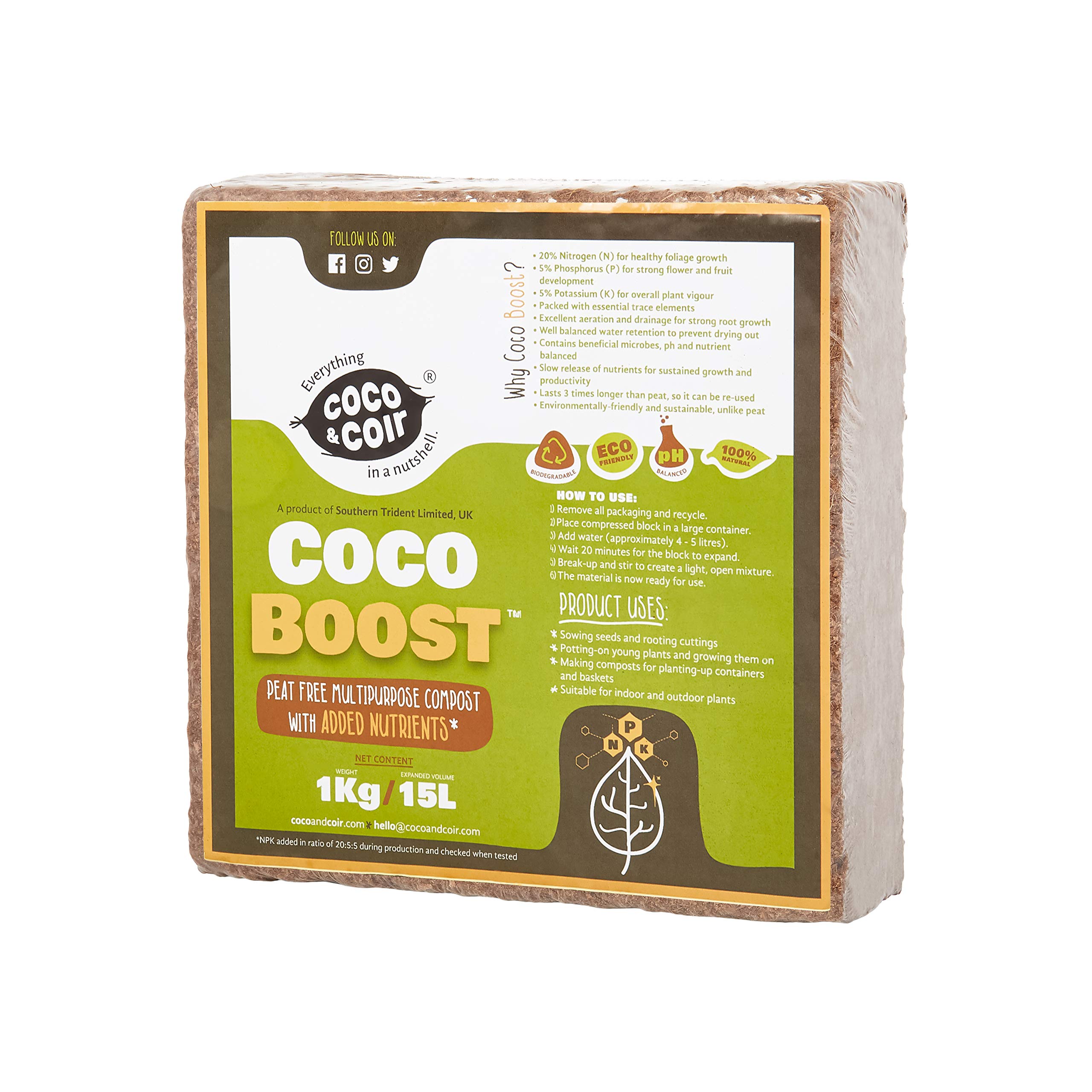 Buy Coco & Coir Peat Free All Purpose Compost Fertilised with NPK