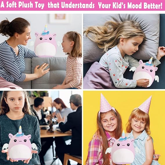 POPOYU 20cm Unicorn Plush Pillow Toys,3D Cute Stuffed Unicorn Pillow Doll Squishy Cotton Plushies Doll,Super Soft Toy Gift for Kids Girls Birthday Present Kids Collection Home Decoration