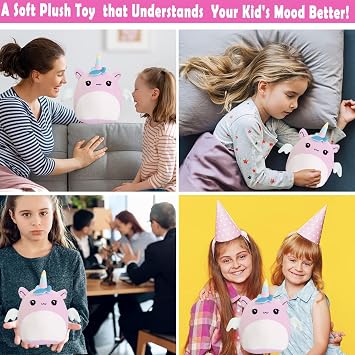 POPOYU 20cm Unicorn Plush Pillow Toys,3D Cute Stuffed Unicorn Pillow Doll Squishy Cotton Plushies Doll,Super Soft Toy Gift for Kids Girls Birthday Present Kids Collection Home Decoration