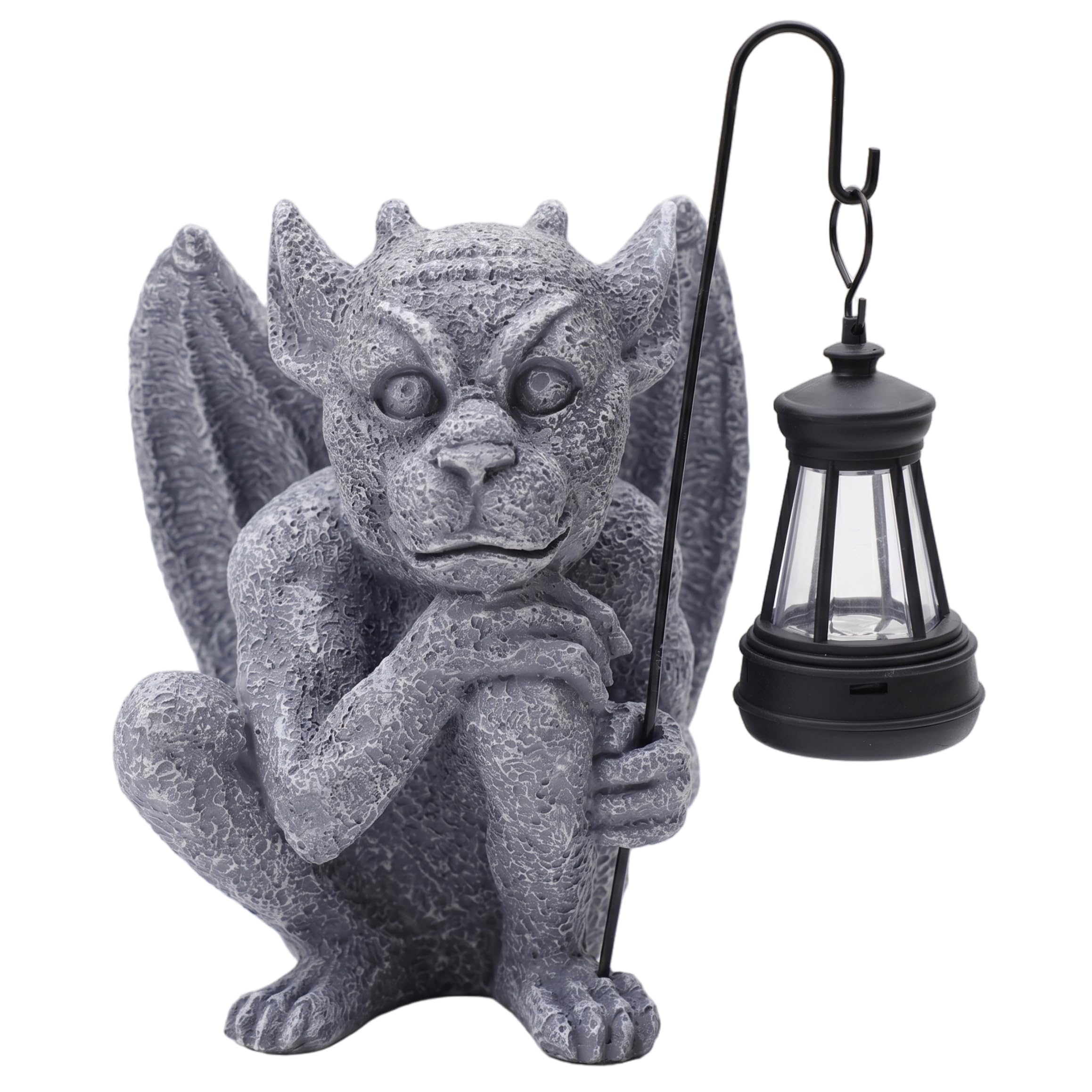 Aetherize Solar Garden Statues, Gargoyle Statues Outdoor With Warm White Led, Resin Halloween Decor For Yard Patio, Gray Gargoyle Outdoor