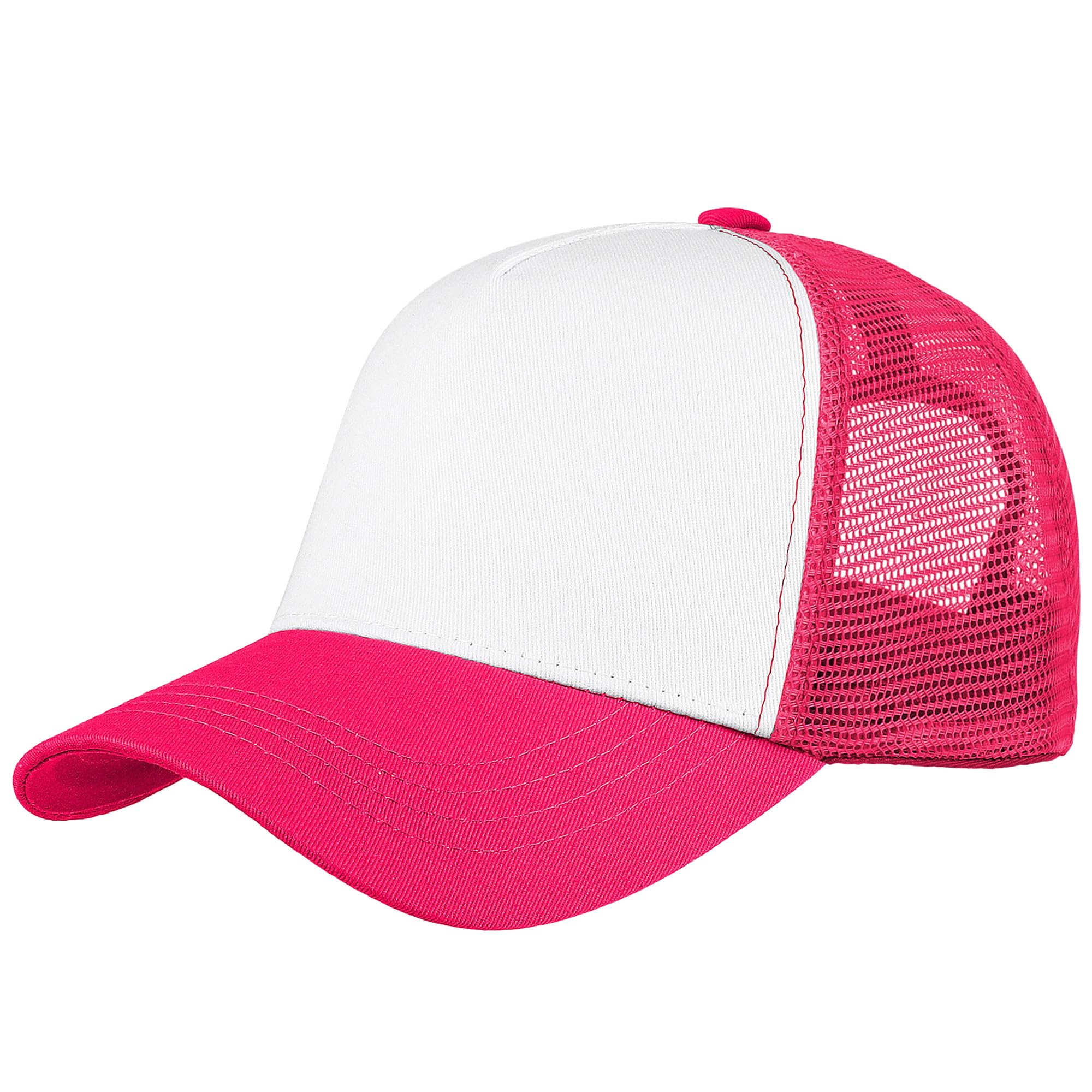 Falari 5-Panel Mesh Baseball Cap, Trucker Hat, Structured Plain Design, Cotton, Adjustable Size