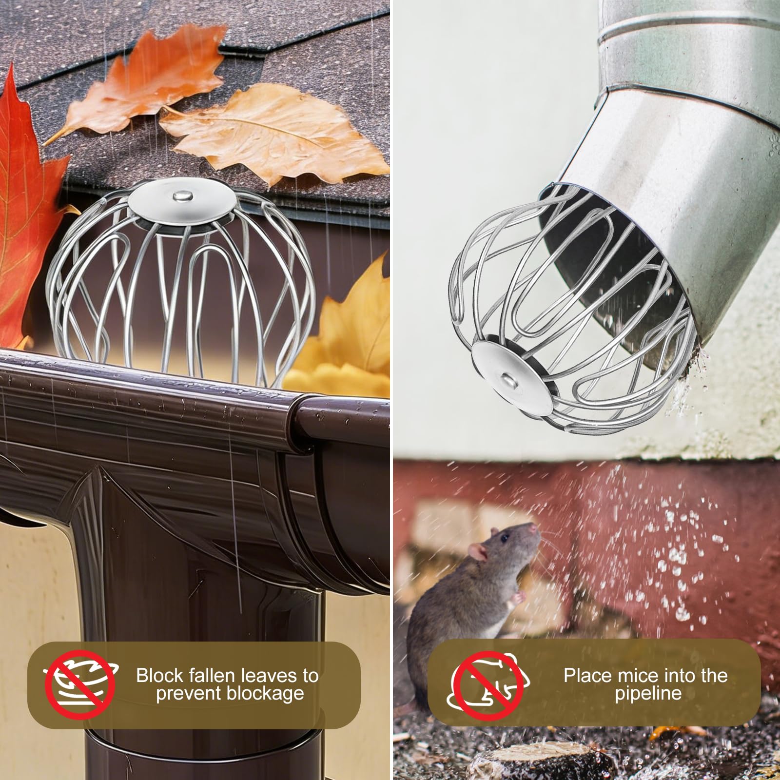 Rynny deszczowe, ochrona liści, filtr do rury spustowej, 3 sztuki, ochrona przed liśćmi od 90 do 100 mm, ochrona rury spustowej ze stali nierdzewnej, ochrona przed liśćmi i zapchaniem, na balkon dach