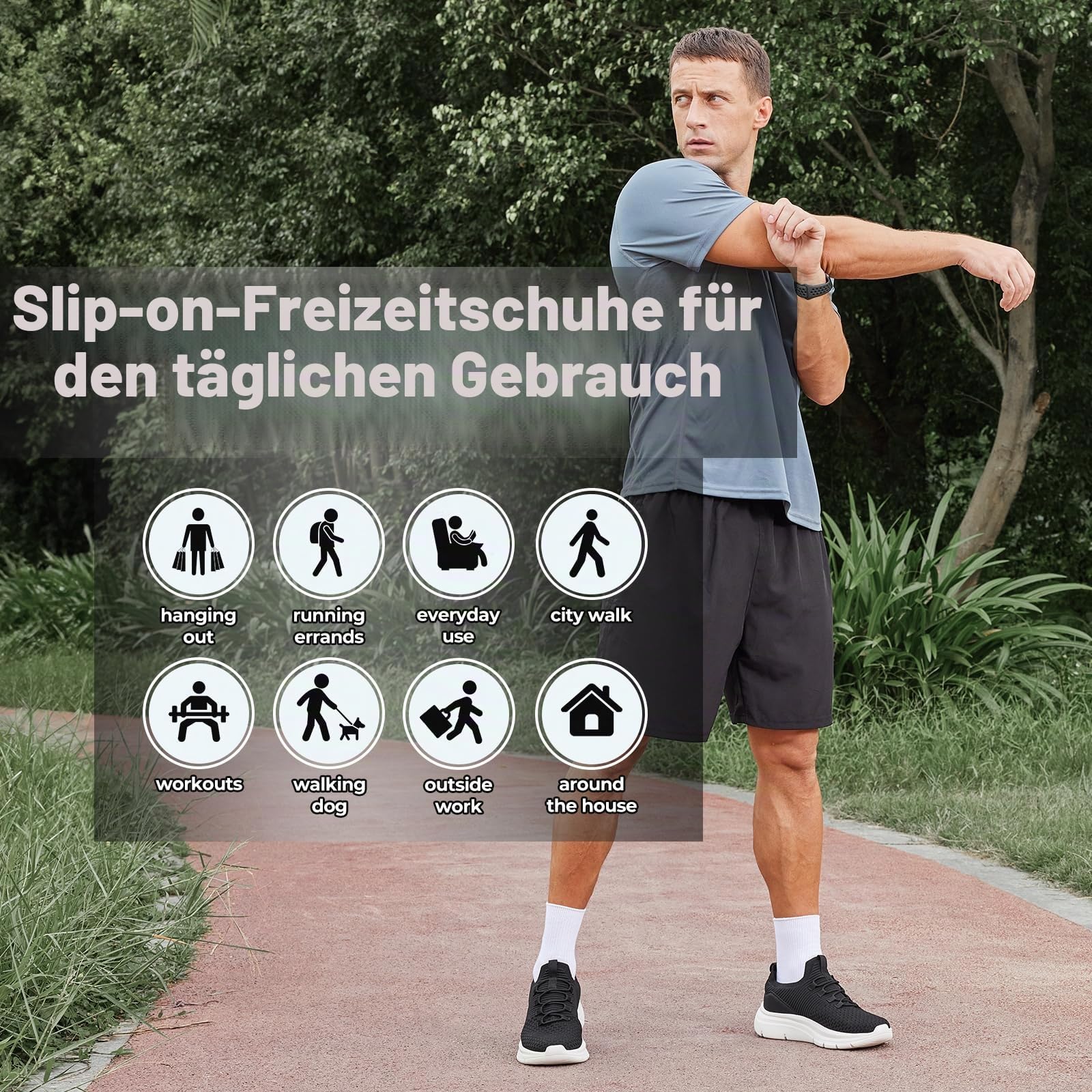 FitVille Slip On Sneakers Herren Walkingschuhe Extra Weit Sportschuhe Leichte Laufschuhe Atmungsaktive Schlüpfen Schuhe