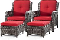 Vista 44 de Juego de 2 sillas de patio giratorias de 360 grados para exteriores y mesa auxiliar a juego – 3 sillas deslizantes de mimbre para patio con cojines