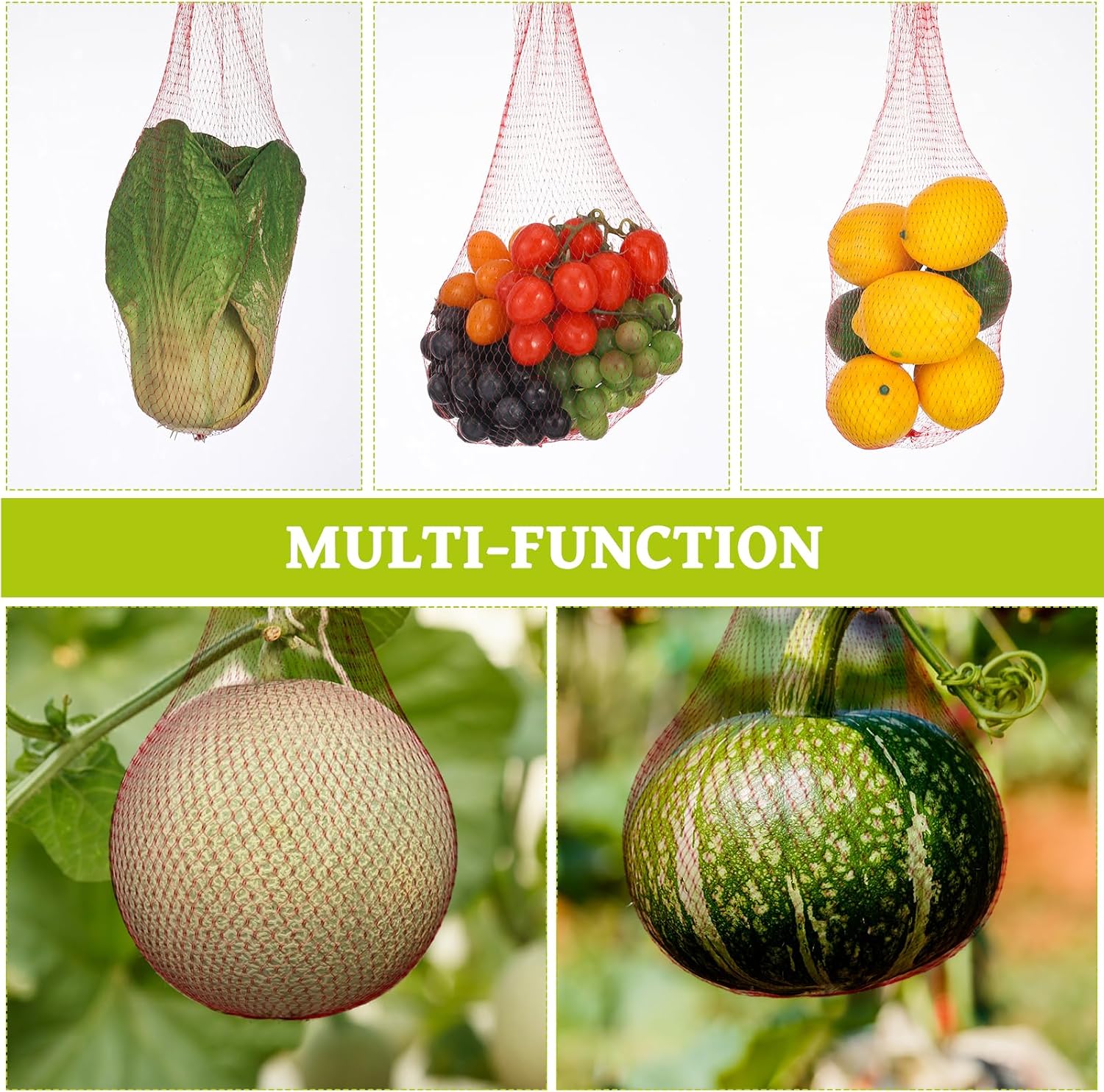 100 Pcs Plastic Melon Cradle Melon Nets Hammock Set,Thickened Watermelon Holder for Trellis Watermelon Support Stand Melon Hammocks Hanging Bags Keep Watermelon Off of The Ground,Holds up to 7-12 Lbs