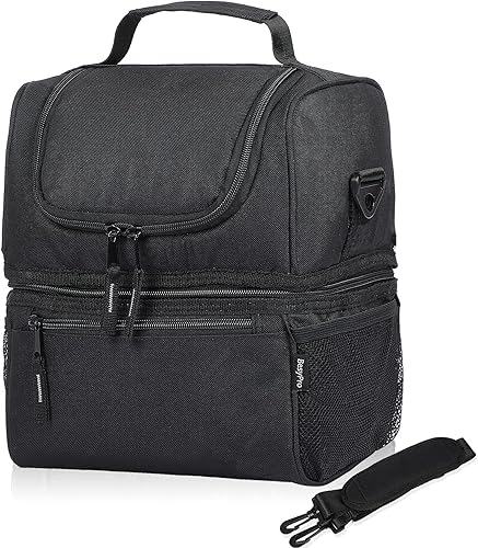 Lonchera térmica con doble compartimento para mujeres y hombres, a prueba de fugas, con correa para el hombro, unisex, para adultos, térmica, para