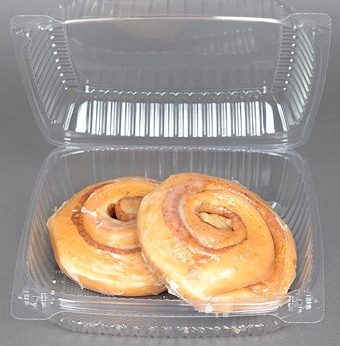 Miniatura 14 de Daxwell 8 x 8 x 3 pulgadas con bisagras de plástico (OPS) recipientes para llevar, microondas, E10005891 (caja de 200)