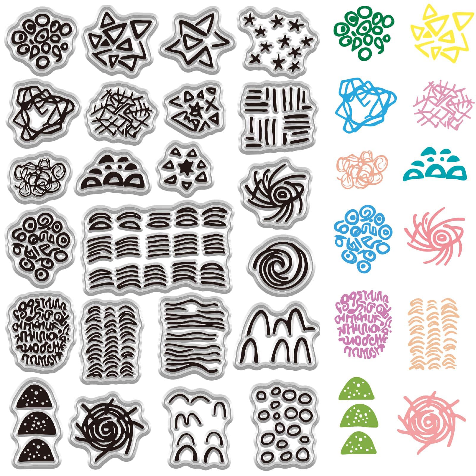 CRASPIRE Background Rubber Clear Stamps Vintage Retro Texture Transparent Vintage Lines Floral Silicone Seals Embossing for Journaling Card Making Decoration DIY Scrapbooking Photo Album