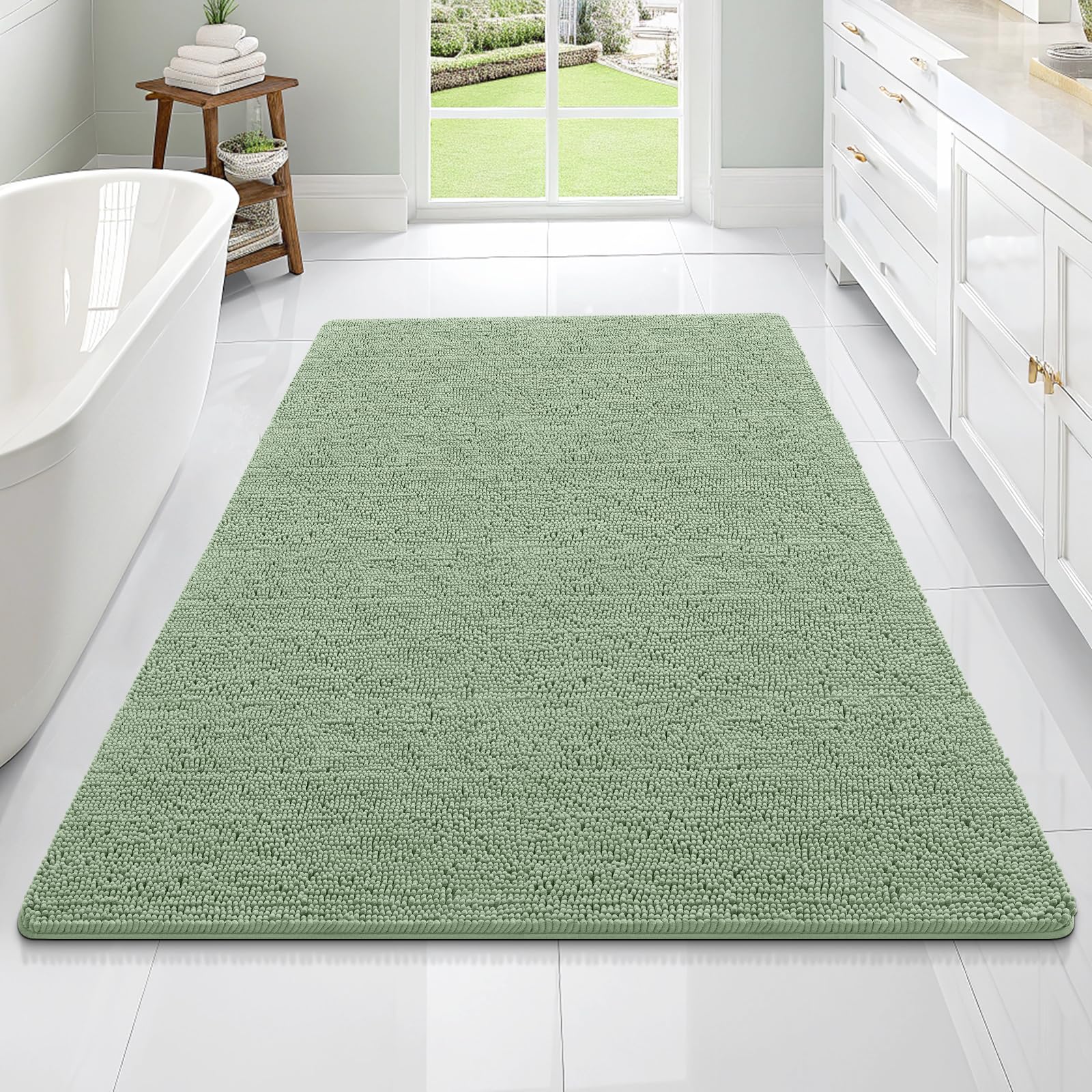 OLANLY Bathroom Rugs 70x46, Extra Soft Absorbent Chenille Bath Rugs, Rubber Backing Quick Dry, Machine Washable Bath Mats for Bathroom Floor, Tub and