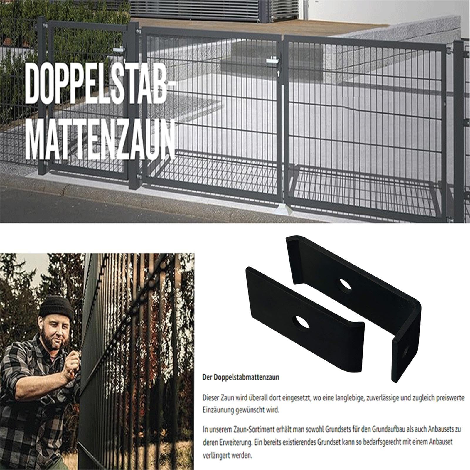 Gewindekonstruktionen, Paneelbefestigungen, Rostzange aus verzinktem Stahl, sichere Zaunverbindung, ideal für den Garten im Freien, 3,8 x 3,4 x 9,5 cm