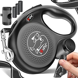 LOVPET® Hunde Rollleine 3m | Hundeleine für kleine & große Hunde 15kg | Ausziehbare Leine ergonomischer & Rutschfester Griff | Joggingleine 360° Leinenverlängerung | Laufleine Reflektierenden Maschen product image