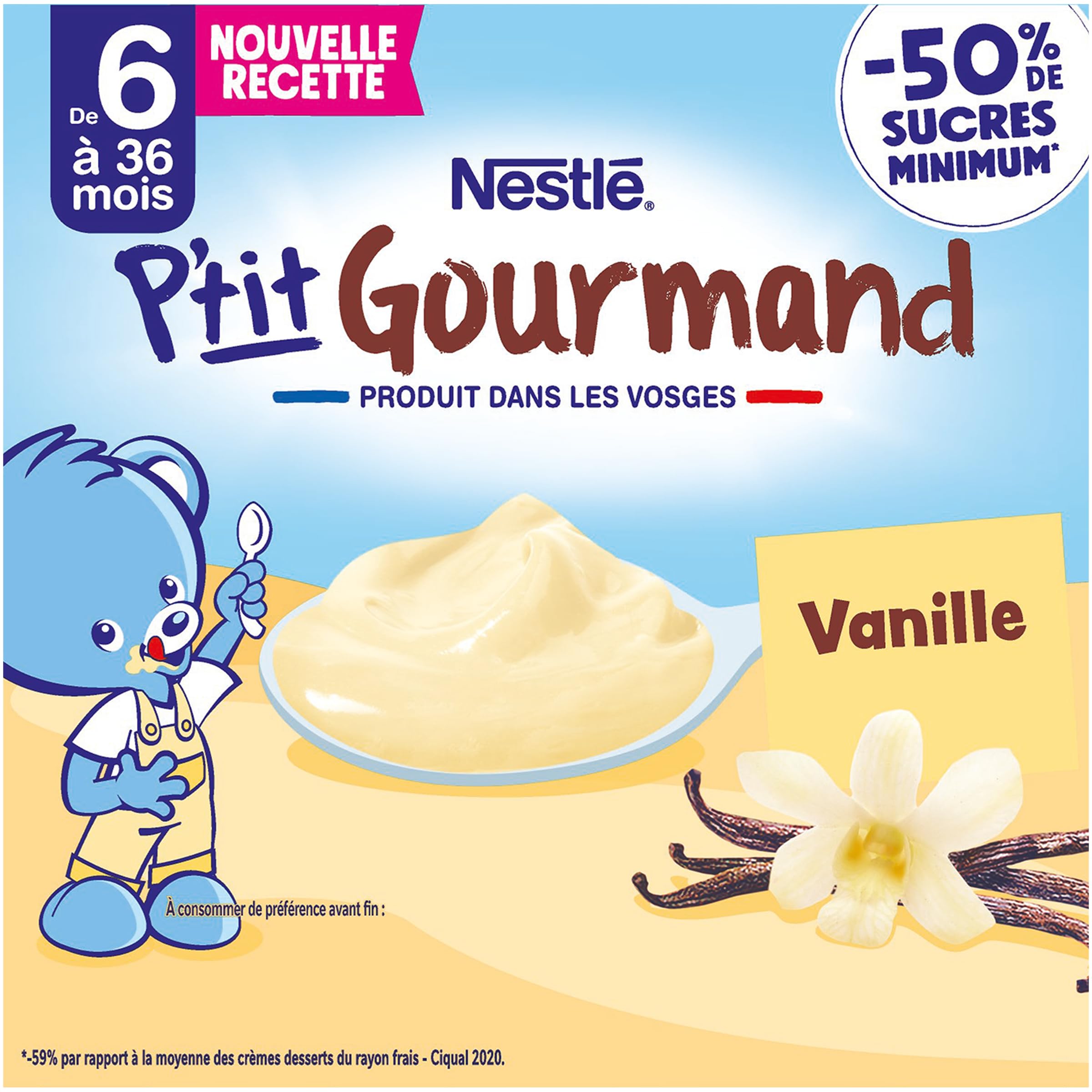 Nestlé Bébé - P'tit Gourmand Saveur Vanille - Laitage dès 6 mois - 4 x 100g