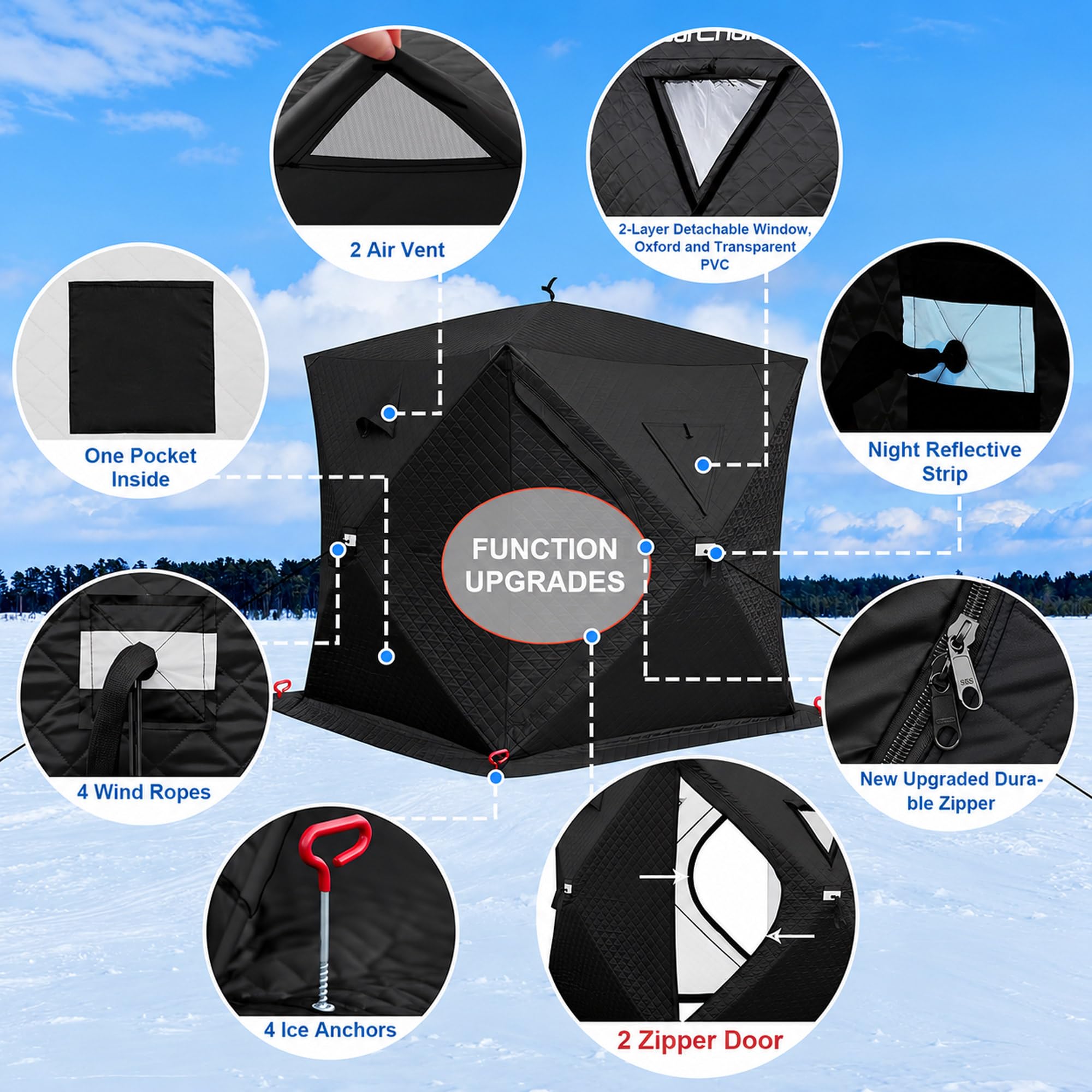 Tenda da Pesca con Foro per Stufa, Tenda Sauna Isolata 4–5 Person