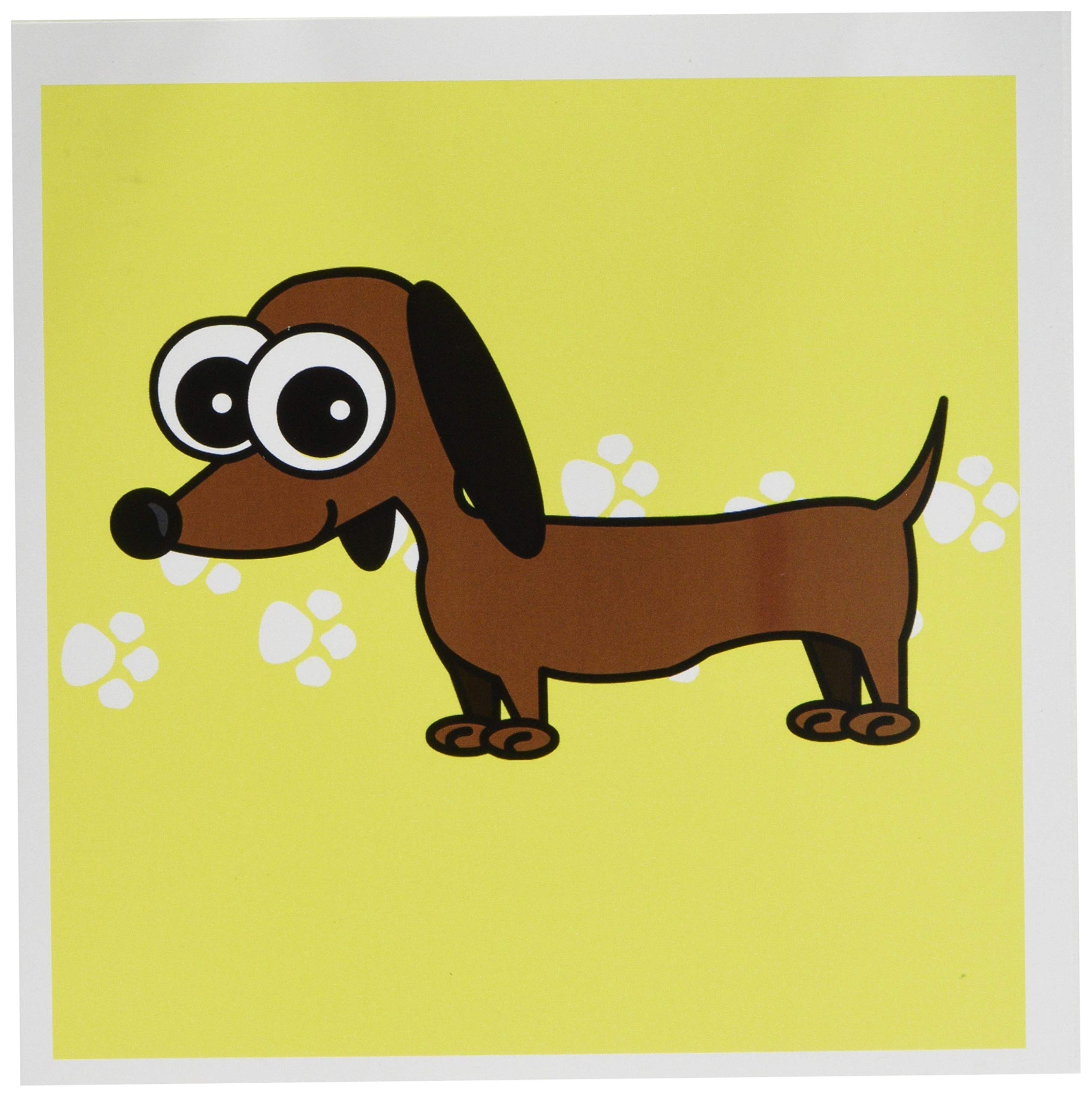 3Drose Brown Dachshund with Paw Prints - Greeting Cards, 6 by 6-inches, Set of 12 (gc_6345_2)