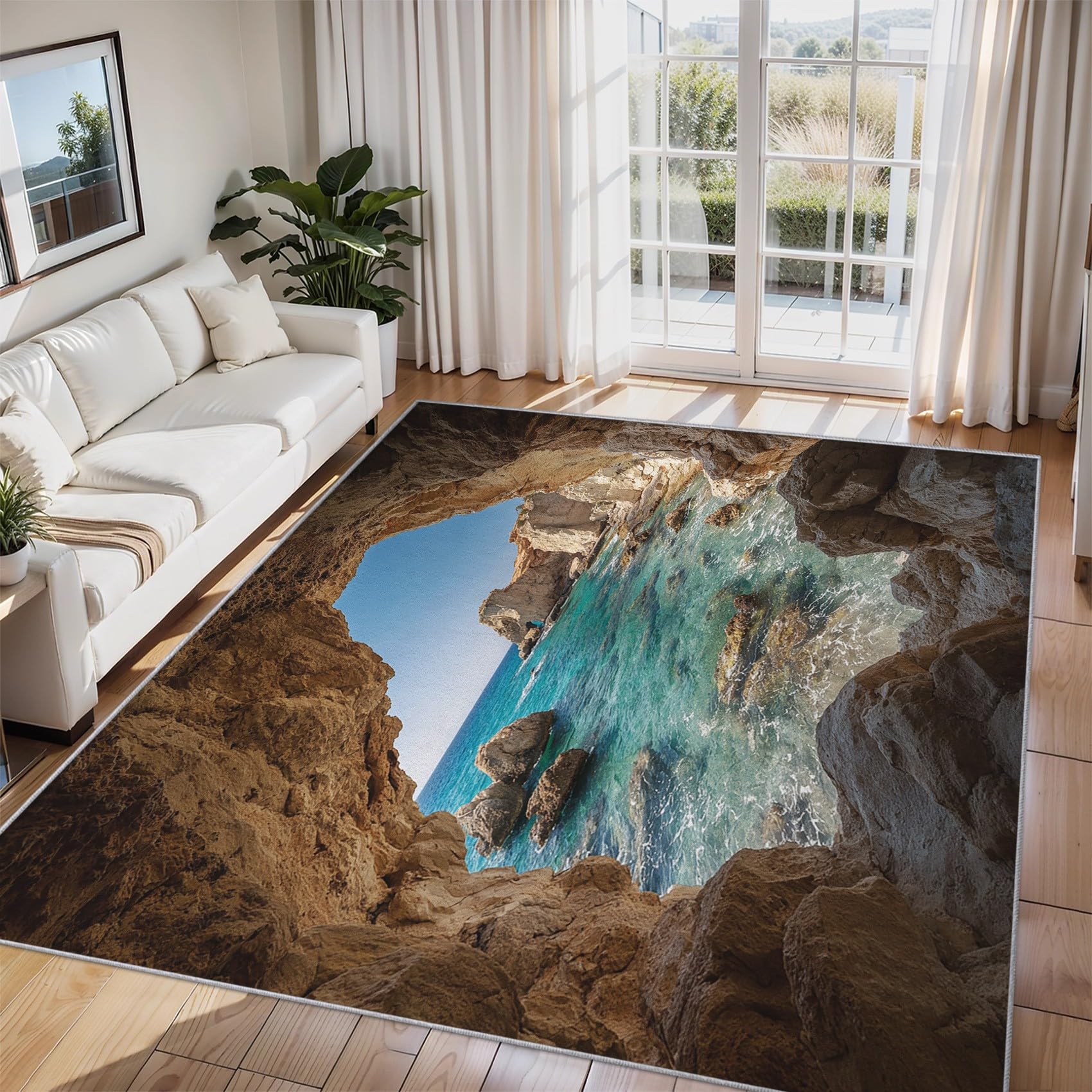 Générique Tapis Paysage Naturel 60x90, Lavable Poils Ras