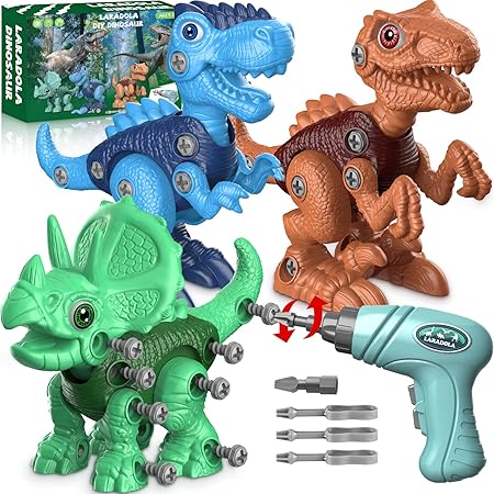 Laradola Take-Apart Dinosaur Toys and Construction Building Kit with Electric Drill