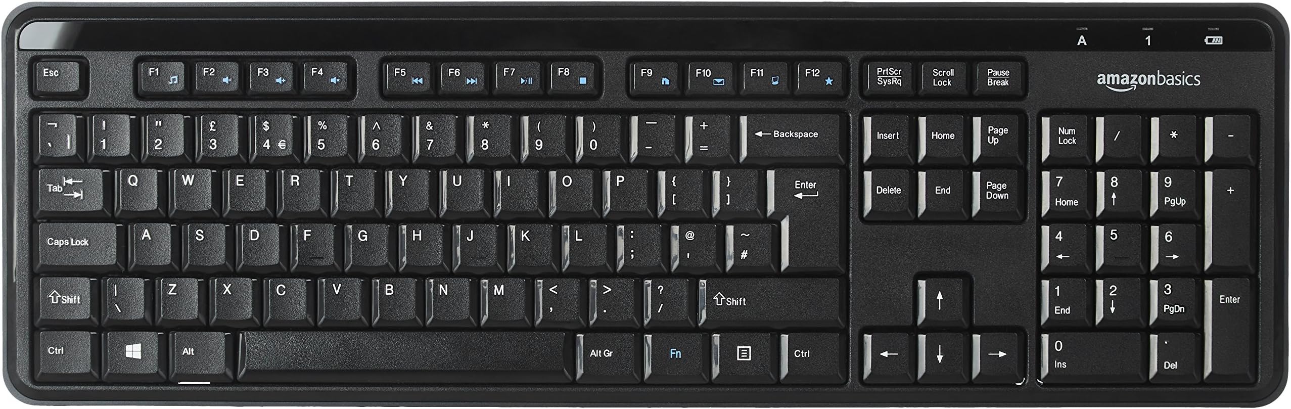 Amazon Basics Wireless Keyboard - Quiet and Compact - UK Layout (QWERTY)