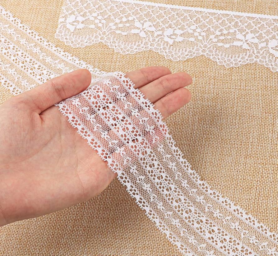 Amazon.com: ilauke 46 Yards White Lace Ribbon 14 Rolls