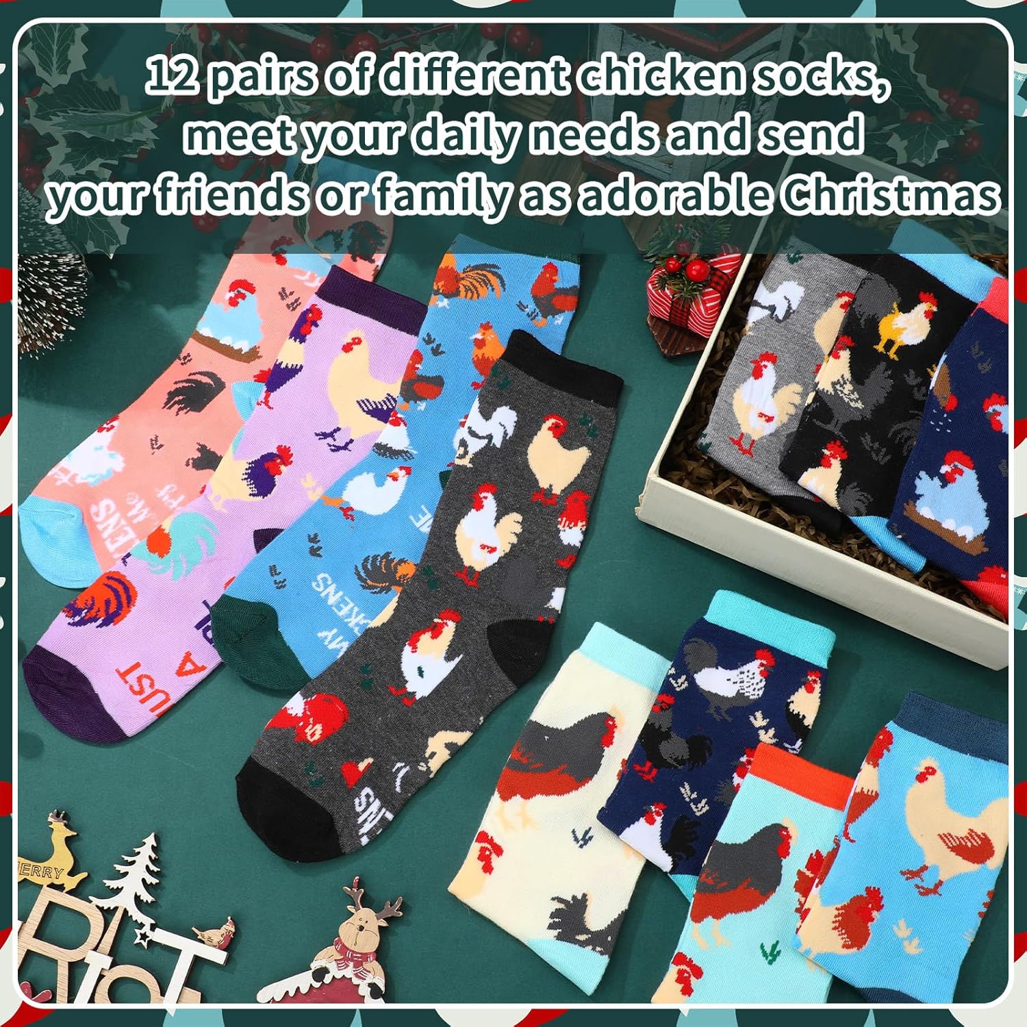 12 Pcs Easter Chicken Socks for Women Men Animal Lover Gifts Ideas for Women Funny Chicken Gifts Rooster Socks - Image 7